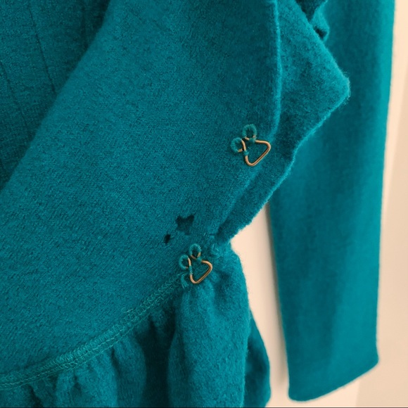 Anthropologie ruffled teal cardigan - Picture 6 of 6